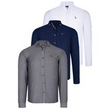 Dewberry TRIPLE SET G674 MENS SHIRT-NAVY BLUE-WHITE-SMOKED | shoptok.hr