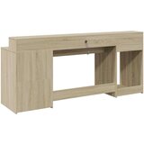 vidaXL Pisalna miza z LED lučkami sonoma hrast 200x55x91 cm inž. les | Shoptok.si