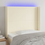 vidaXL LED posteljno vzglavje krem 83x16x118/128 cm umetno usnje Cene