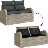 vidaXL 4-delni vrtni kavč set z blazinami svetlo siva poli ratan | Shoptok.si
