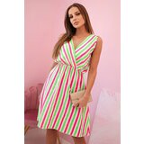 Kesi Włoski Women's cotton dress with colorful stripes neon green | Shoptok.si