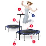 Neo-Sport fitness trampolin s ručkom 127 cm – šesterokutni, plava | shoptok.hr