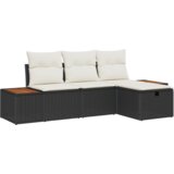 vidaXL 4 delni vrtni kavč set z blazinami črn poli ratan | Shoptok.si