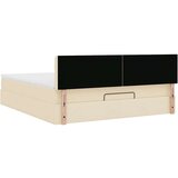 vidaXL Otomanski posteljni okvir z vzmetnico krem 160x200 cm blago | Shoptok.si