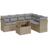 Maison Chic Seti vrtnega pohištva - Vrtna garnitura - Vrtni pohištvo set 7-delna z blazinami bež poli ratan, (21808704) | Shoptok.si