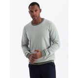 Ombre Knitted men's RELAXED FIT sweater with patterns - olive Cene