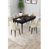 Hanah home trpezarijski set Rut, sto na razvlačenje i 4 stolice, ploča u dekoru crnog mermera, krem tkanina Babyface | Eponuda.com