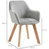  Set od 2 stolice blagovaonske stolice baršunasti izgled drvene noge 54 cm x 57 cm x 80 cm siva + prirodna boja | shoptok.hr
