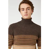 Koton Men's Brown Striped Sweater