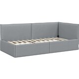 vidaXL Kotna postelja z vzglavjem Svetlo siva 90 x 190 cm blago | Shoptok.si