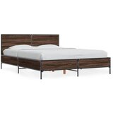 Furnova Posteljni okvir rjav hrast 140x190 cm inženirski les in kovina, (21935258) | Shoptok.si