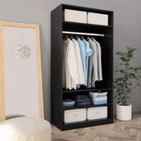 The Living Store Garderobna omara črna 100x50x200 cm iverna plošča - Garderobna Omara, (21419701) Cene