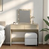 The Living Store Toaletna mizica z LED lučkami sonoma hrast 100x40x130 cm - Toaletna Mizica, (21657272) Cene