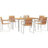 vidaXL 7-dijelni vrtni blagovaonski set od tikovog drva, Vanjski blagovaonski stol 150x90x75 cm od tikovog drva | shoptok.hr