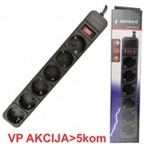 Gembird SPG6-B-6 (3G1.5) ** produzni kabl sa zastitom 6 uticnica(3x1.5mm, 16A,3500W)1.8m black (439) | Eponuda.com