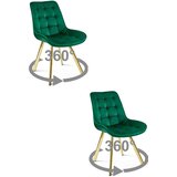  Okretna stolica SORIA 360, zeleni baršun, zlatne metalne noge, set 2 kom | shoptok.hr