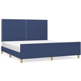  The Living Store Posteljni okvir z vzglavjem moder 180x200 cm blago - Posteljni Okvir Z Vzglavjem, (21444456) | Shoptok.si