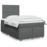 vidaXL Box spring postelja z vzmetnico temno siva 120x200 cm blago Cene