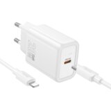 hoco. polnilec N60 GaN PD 20W Type C s kablom Type C na Lightning - bel | Shoptok.si