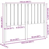  Uzglavlje za krevet sivo 125,5 x 4 x 100 cm od masivne borovine | shoptok.hr