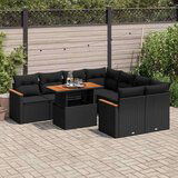  9-dijelni set vrtnih sofa s jastucima crni od poliratana bagrem | shoptok.hr