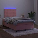 vidaXL Krevet box spring s madracem LED ružičasti 120x190cm baršunasti | shoptok.hr