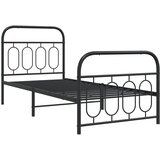  Metalni okvir kreveta uzglavlje i podnožje crni 90 x 200 cm | Eponuda.ba