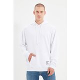 Trendyol White Oversize/Wide Cut Hooded Labeled Fleece/Warm Sweatshirt | Eponuda.ba