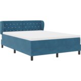 vidaXL Postelja z vzmetnico v temno modri barvi 160x200 cm iz žameta | Shoptok.si
