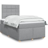 vidaXL Box spring postelja z vzmetnico svetlo siva 120x200 cm blago Cene
