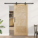  Klizna vrata Prirodna i crna 86 x 198 5 cm Masivna borovina | shoptok.hr