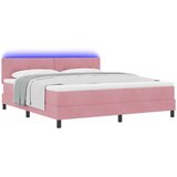  LED Box Spring Krevet Ružičasta 180 x 200 cm Baršun | shoptok.hr