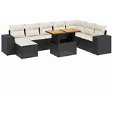  9-dijelni set vrtnih sofa s jastucima crni od poliratana Slike