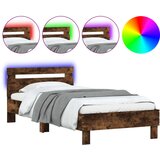 Maison Chic Posteljni okvir - Enojna postelja - Postelja za odrasle z vzglavjem in LED dimljeni hrast 100x200 cm-J9520, (21765577) Cene