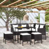  The Living Store Sedežna garnitura 5-delna z blazinami poli ratan črna - Sedežna Garnitura, (21471733) | Shoptok.si
