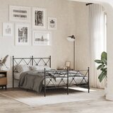 vidaXL Metalni okvir kreveta uzglavlje i podnožje crni 120x190 cm | shoptok.hr
