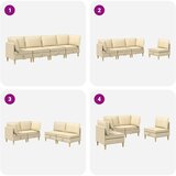 Set namještaja za dnevni boravak s jastukom 4 pcs Krem Tkanina | shoptok.hr