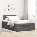 vidaXL Otomanski posteljni okvir z vzmetnico siv 120x200 cm blago | Shoptok.si