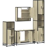  4-dijelni set kupaonskog namještaja boja hrasta sonome drveni | shoptok.hr