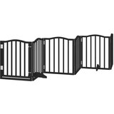 vidaXL Ograda za pse z vrati zložljiva 15 panelov črna 750 cm les | Shoptok.si