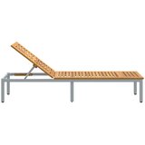  Ležaljka za sunčanje Siva 200 x 55 x 35 cm Čvrsto drvo akacije | shoptok.hr