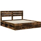  Okvir za krevet s uzglavljem Dimljeni hrast 200 x 200 cm | shoptok.hr