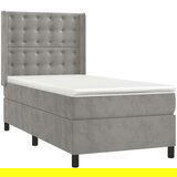  Box spring postelja z vzmetnico LED svetlo siva 90x200 cm žamet, (20789261) | Shoptok.si