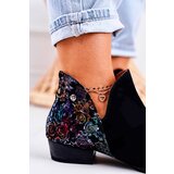 Maciejka Women's Leather Boots Black With Flowers | ePonuda.com