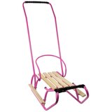 Lean_Toys Otroške kovinske sani z naslonom za potiskanje roza | Shoptok.si
