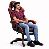 Lean Toys Igralni stol LEAN črno-rdeča – ergonomski gaming stol z naslonom za noge | Shoptok.si