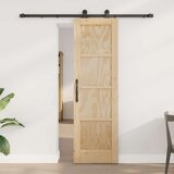  Klizna vrata Prirodna i crna 61 x 198 5 cm Masivna borovina | shoptok.hr