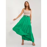 Fashion Hunters Green plain maxi skirt with ruffles