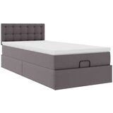 vidaXL Otomanski posteljni okvir z vzmetnico siv 100x200 cm um. usnje | Shoptok.si