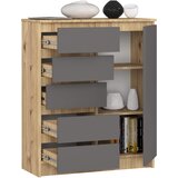 AKORD Komoda, 1 Vrata In 5 Predalov, Hrast Artisan/Grafitno Siva, (5000332341) | Shoptok.si